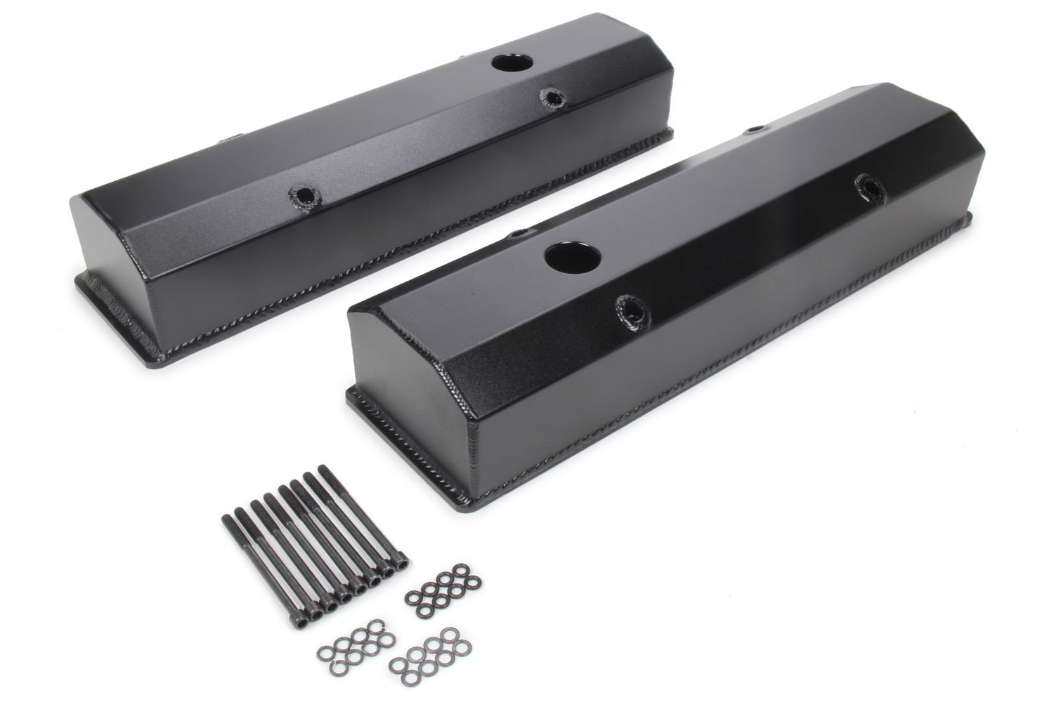 Billet Rail Fab. V/C's - SBC Tall Black Valve Covers PRW