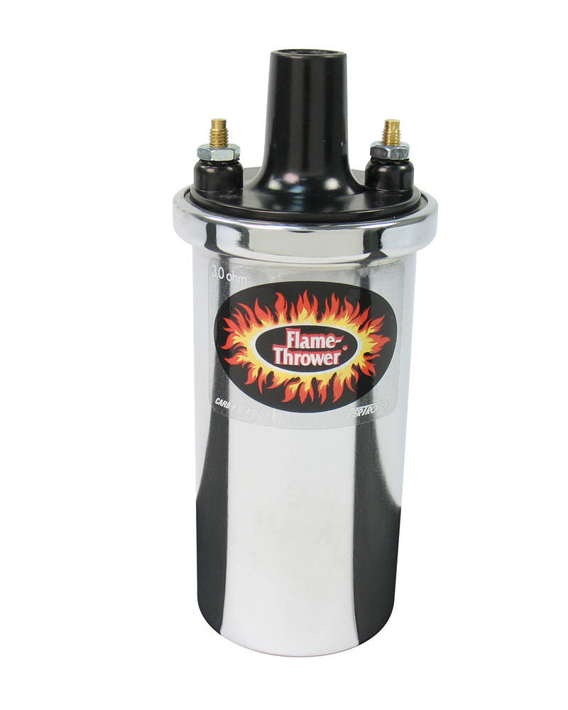 Flame-Thrower Coil - Chrome oil filled 3 ohm Ignition Coils Pertronix
