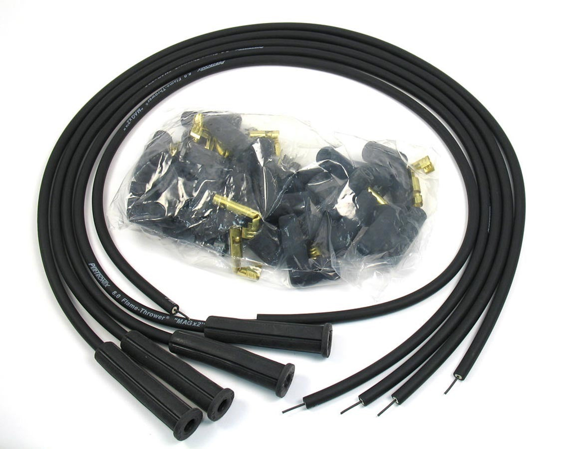 8MM Spark Plug Wire Set 4-Cyl 180 Deg Black Spark Plug Wires Pertronix