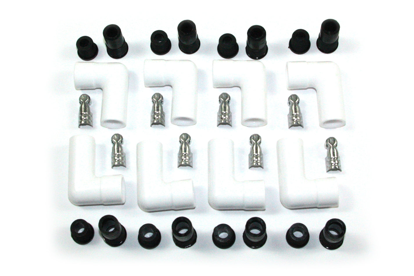 Ceramic Spark Plug Boot Kit 90-Deg 8pk White Spark Plug Boots Pertronix