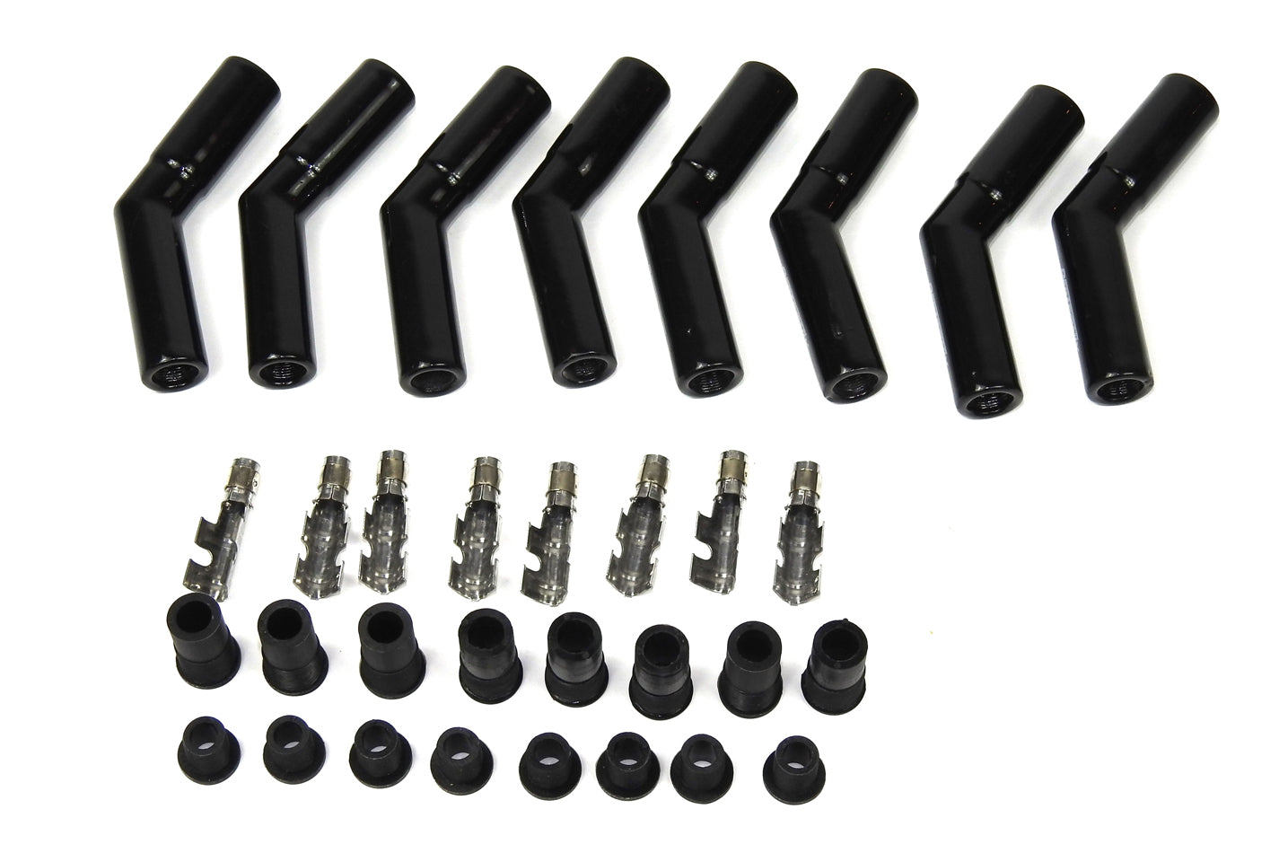 Ceramic Spark Plug Boot Kit 45-Deg 8pk Black Spark Plug Boots Pertronix