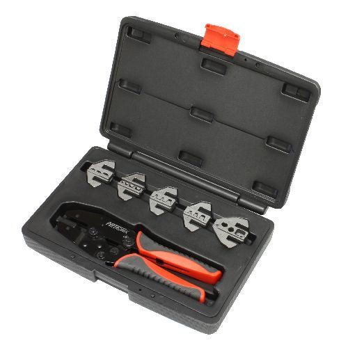Ratchet Crimp Tool Kit 6-Piece Quick Change Kit Wire Crimpers and Stripping Tools Pertronix