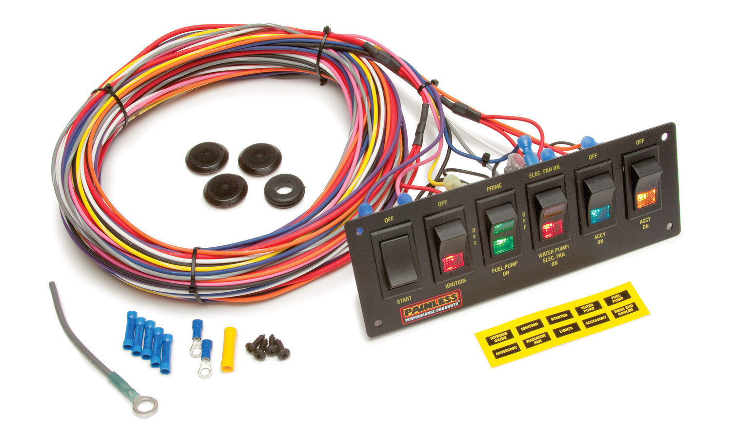 6-Switch Lighted Rocker Switch Panel Electrical Switch Panels and Components Painless Wiring