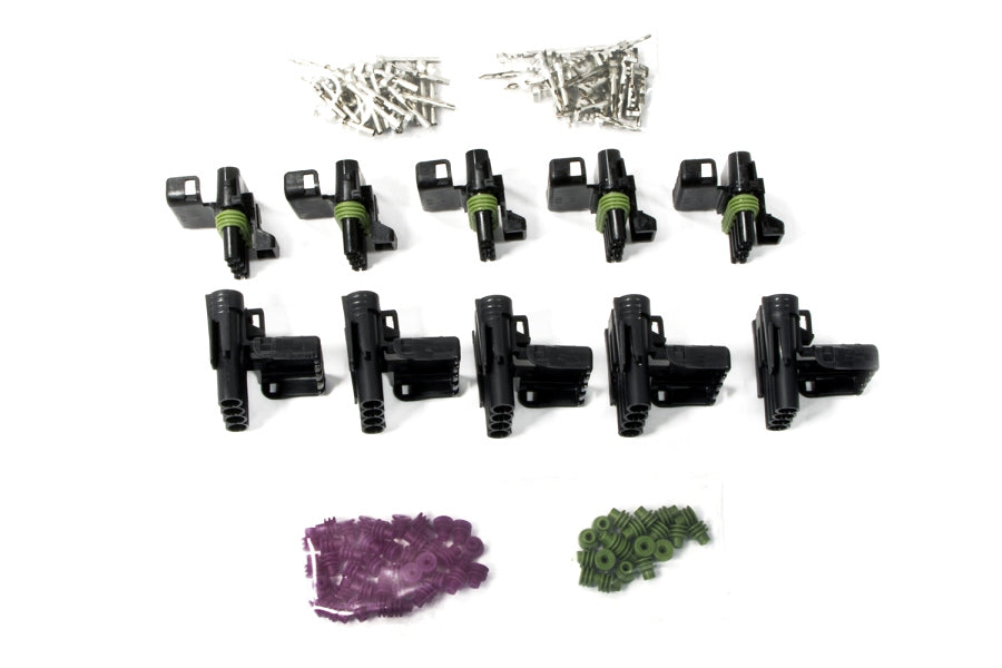 4 Circuit Flat Connector Weatherpack Kit 5 each Wiring Connectors and Terminals Painless Wiring