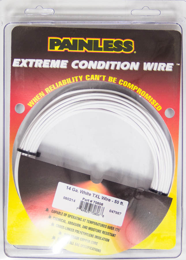 14 Gauge White TXL Wire 50 Ft. Electrical Wire Painless Wiring