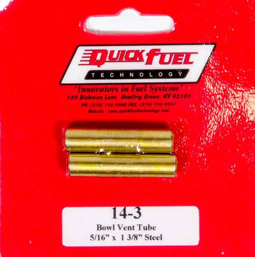 Vent Tubes (2pk) 5/16 x 1-3/8 Carburetor Transfer Tubes and Vents Quick Fuel Technology