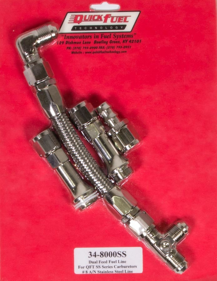 Dual Feed Fuel Line Kit - SS Series -8an Silver Carburetor Fuel Lines/Logs Quick Fuel Technology