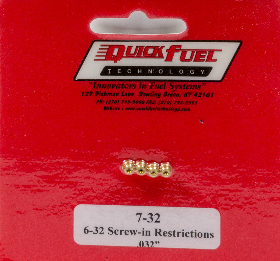 6-32 Screw-in Restrictor .032in Carburetor Jets and Components Quick Fuel Technology