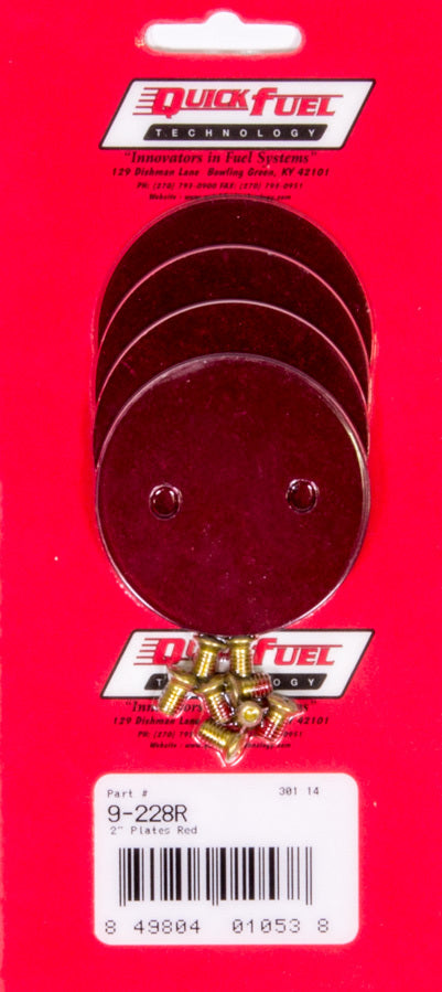 2in Throttle Plates Red Anodized (4 Pack) Throttle Blades and Shafts Quick Fuel Technology