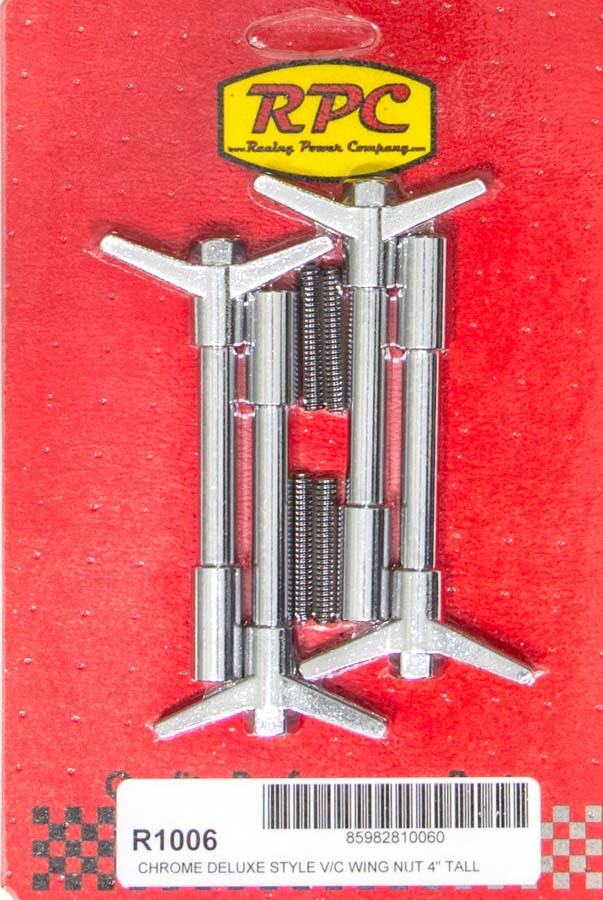 4in Chrome Wing Nuts 1 1/4-20 4pk Valve Cover Fastener Kits Racing Power Company