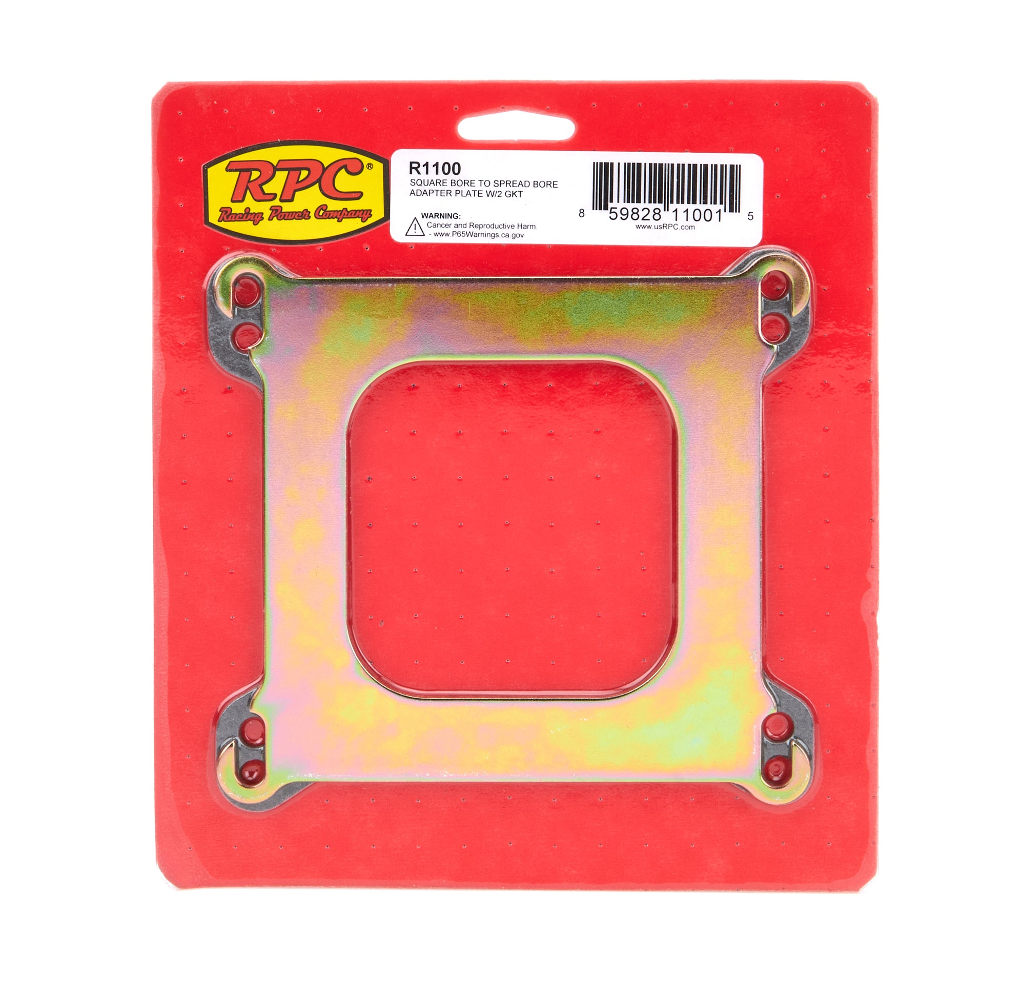 Square-Bore To Spread-Bo re Adapter Plate - Zinc Carburetor Adapters and Spacers Racing Power Company