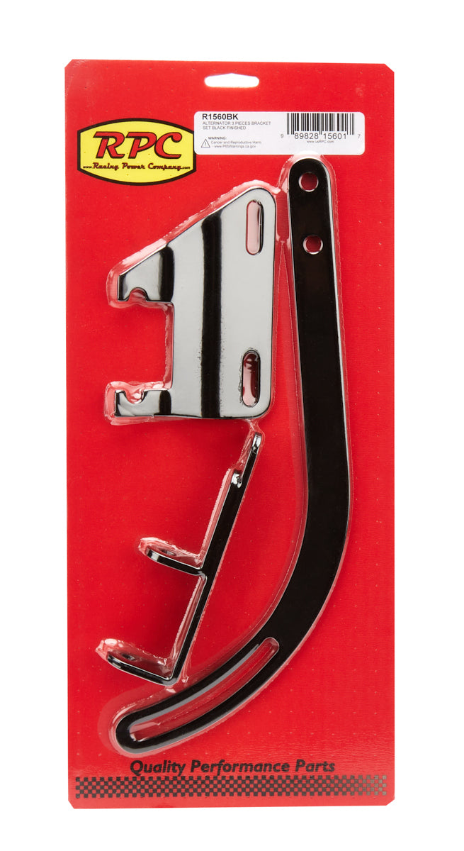 Alternator Bracket Set 3Pcs. Black Alternator Brackets and Components Racing Power Company