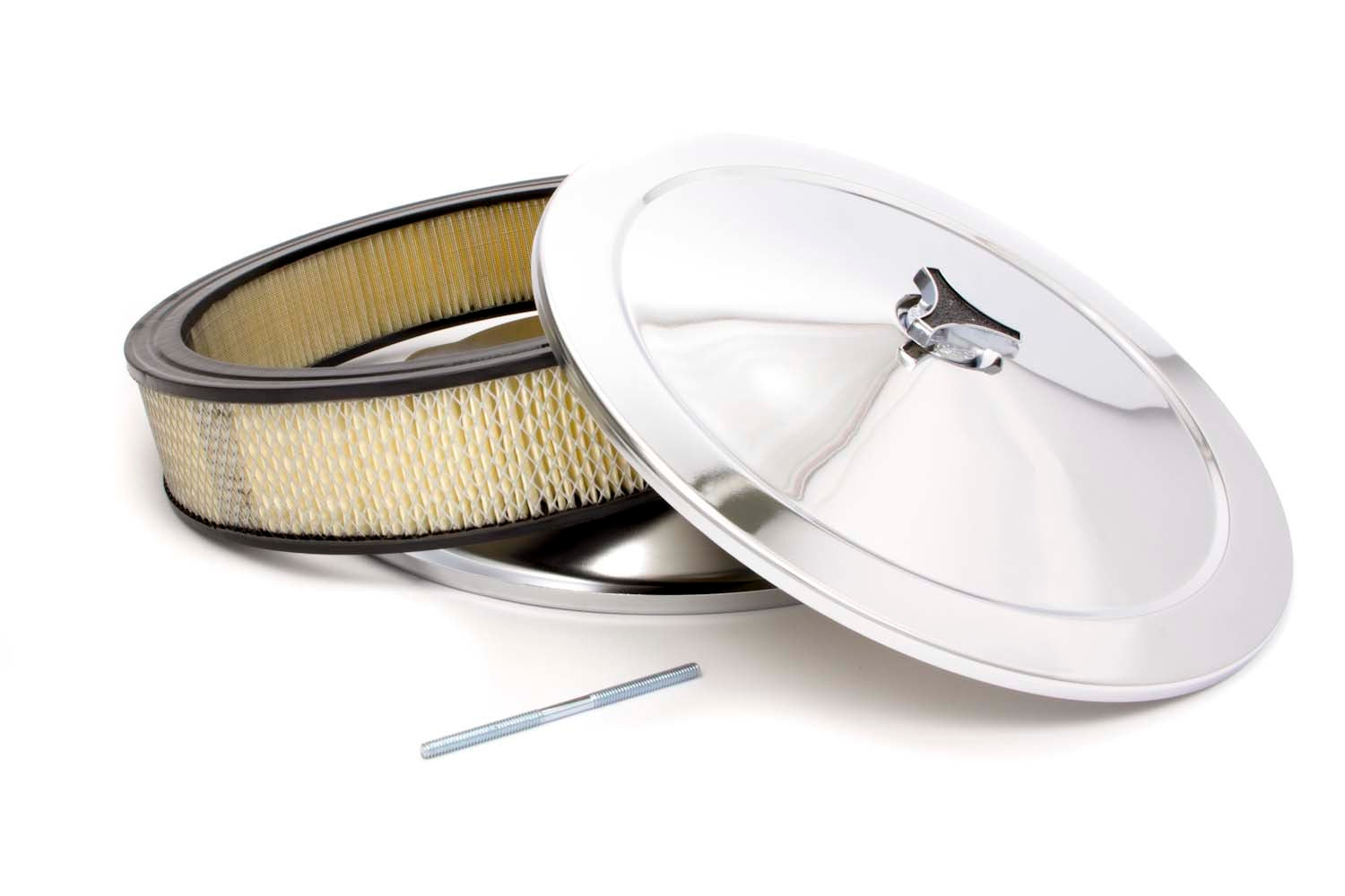 14x3 Muscle Car Plain Drop Base A/C Chrome Air Cleaner Assemblies and Air Intake Kits Racing Power Company