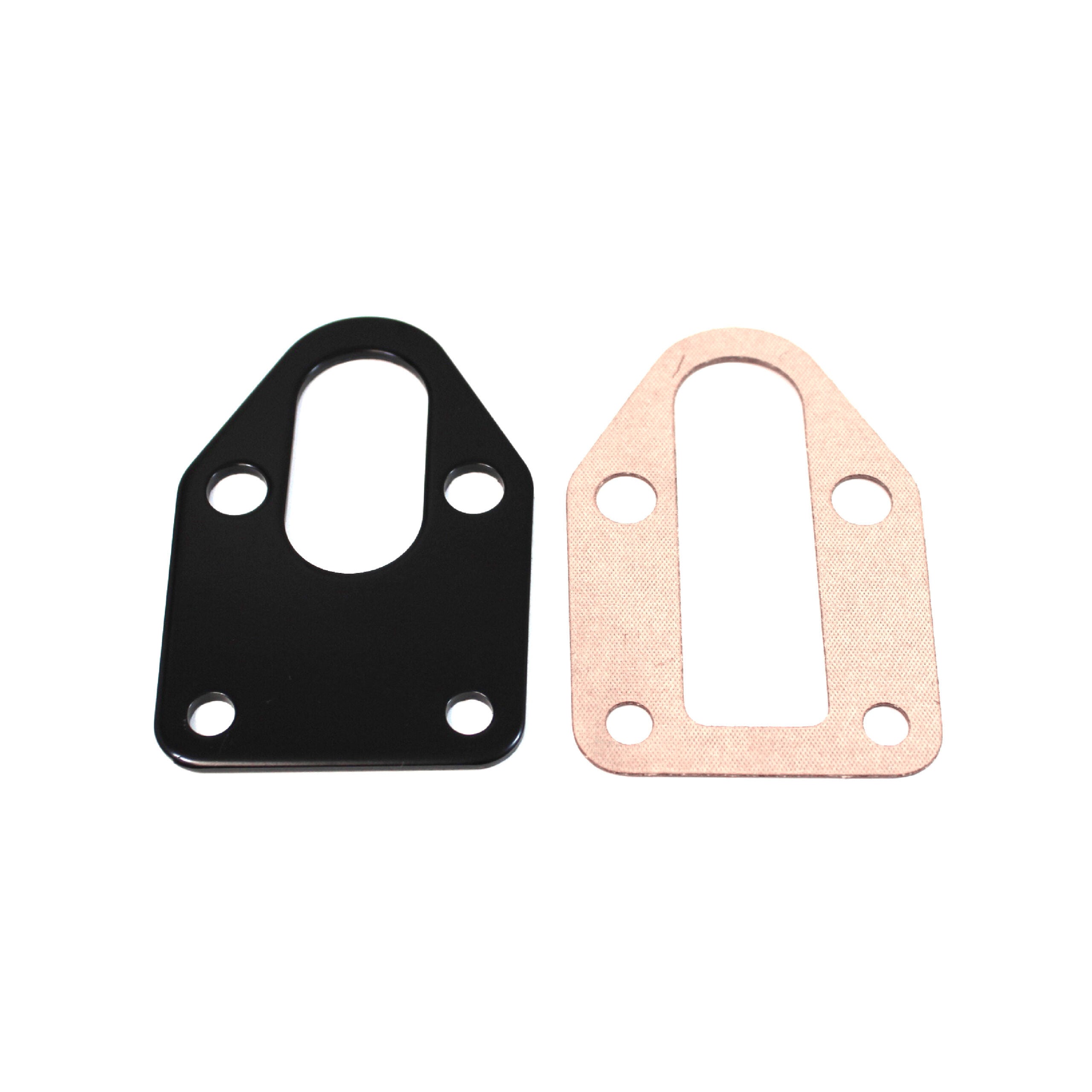 SBC Steel Fuel Pump Mounting Plate Black Fuel Pump Block-Off Plates Racing Power Company