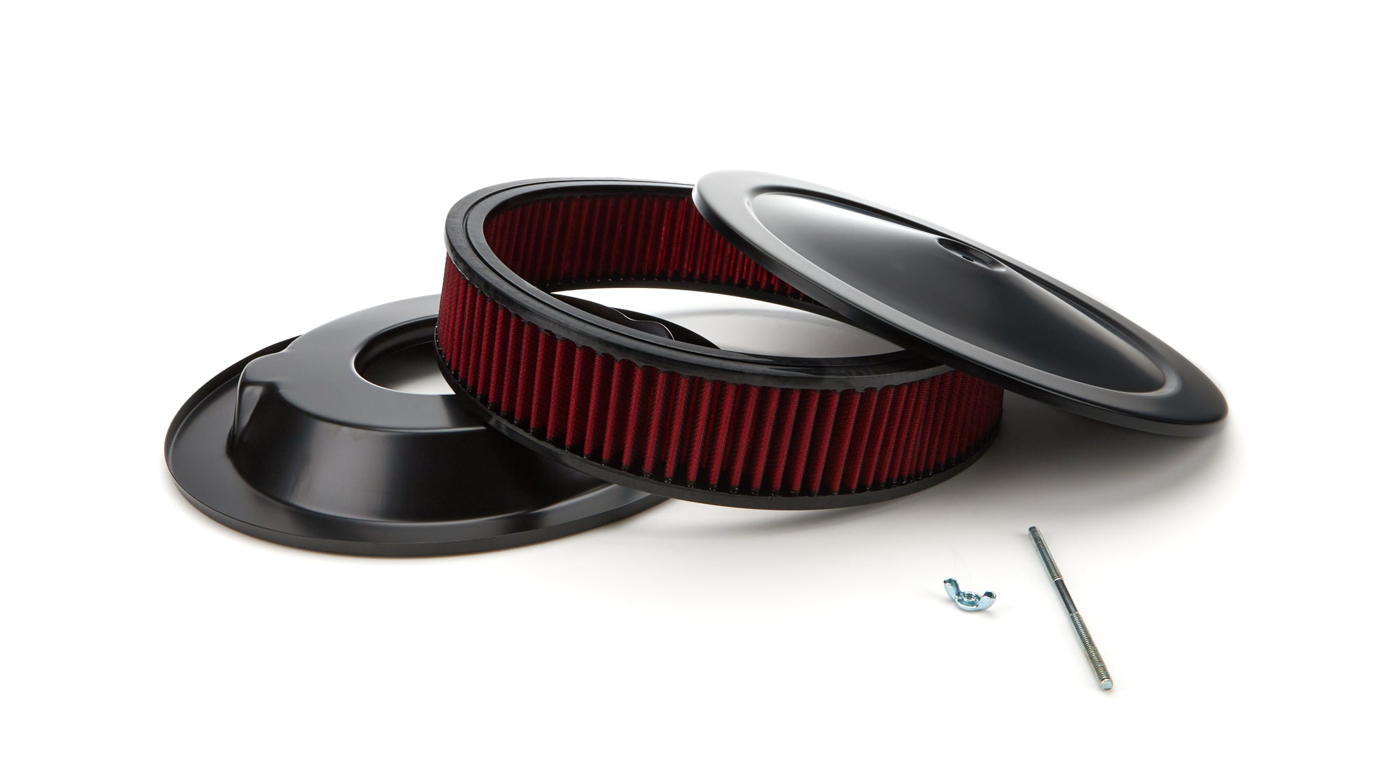 14in X 3in Muscle Style Air Cleaner Black/Red Air Cleaner Assemblies and Air Intake Kits Racing Power Company