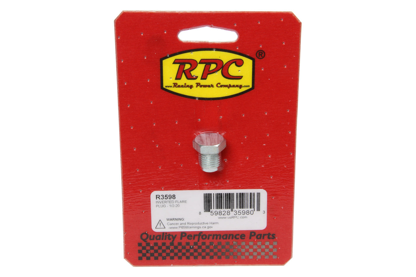 Inverted Flare Plug - 1/ 2-20 Cap and Plug Fittings Racing Power Company