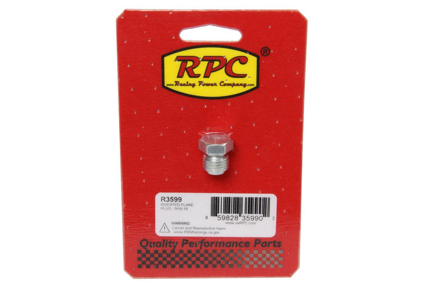 Inverted Flare Plug - 9/ 16-18 Cap and Plug Fittings Racing Power Company