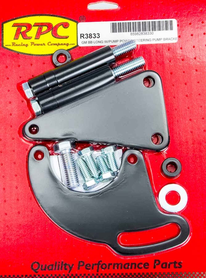 BBC Saginaw Power Steer Bracket Lwp Black Reservoirs Pumps and Steering Box Brackets Racing Power Company