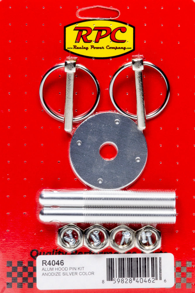 Alum Hood Pin Kit Anodiz e Silver Hood Pin Fastener Kits and Components Racing Power Company