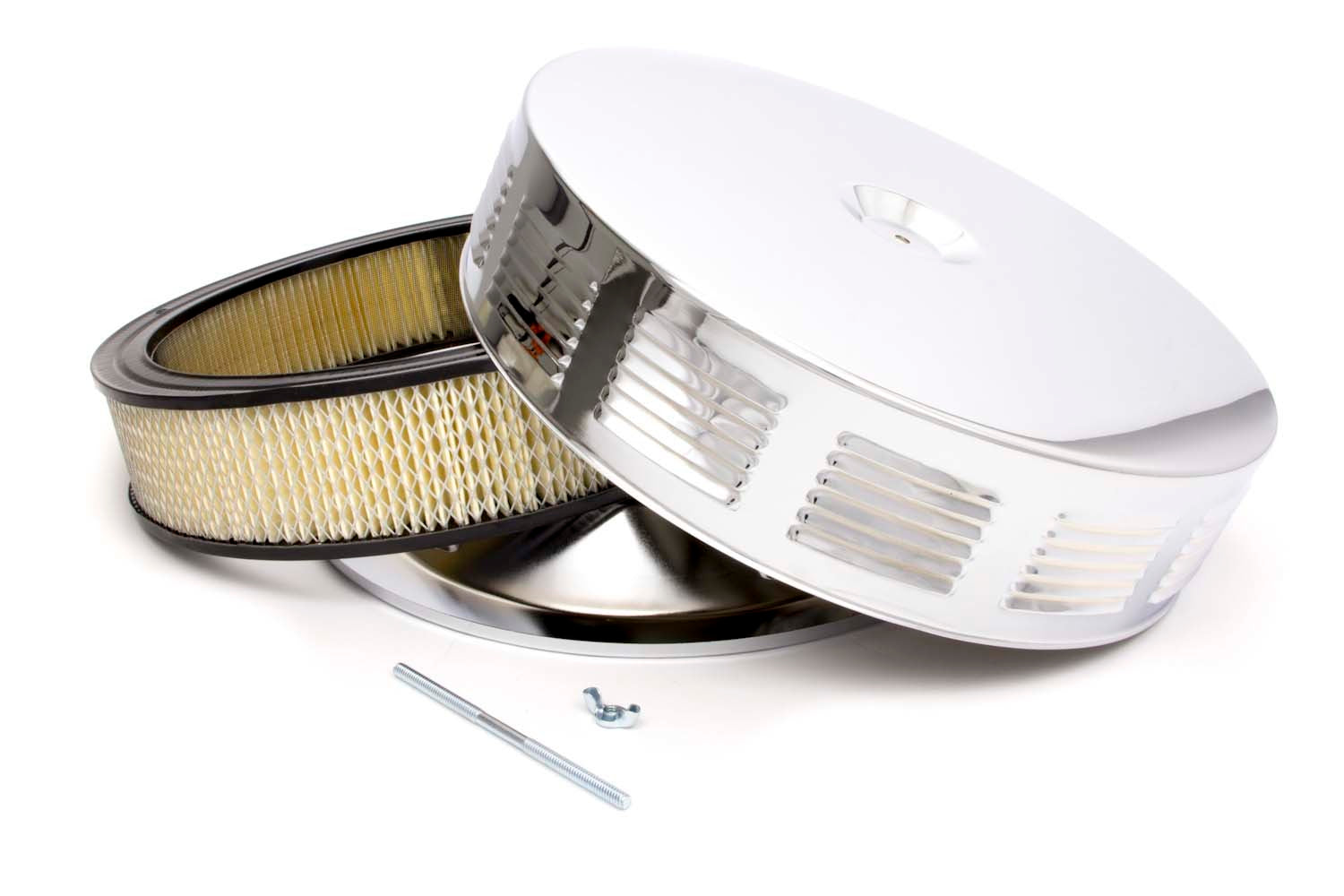 14x3 Louvered Drop Base A/C Chrome Air Cleaner Assemblies and Air Intake Kits Racing Power Company