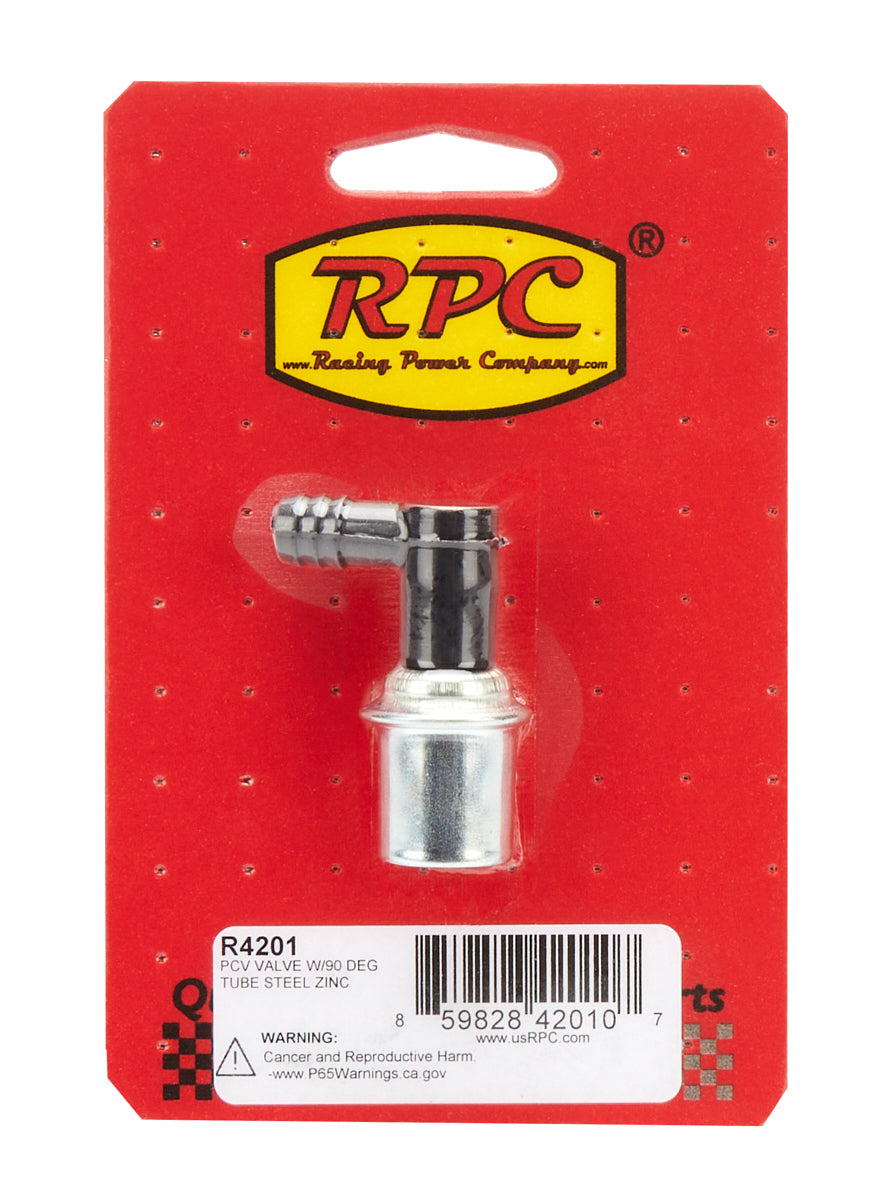 PCV Valve w/90 Degree Tube Steel Zinc Valve Cover Breathers and Components Racing Power Company