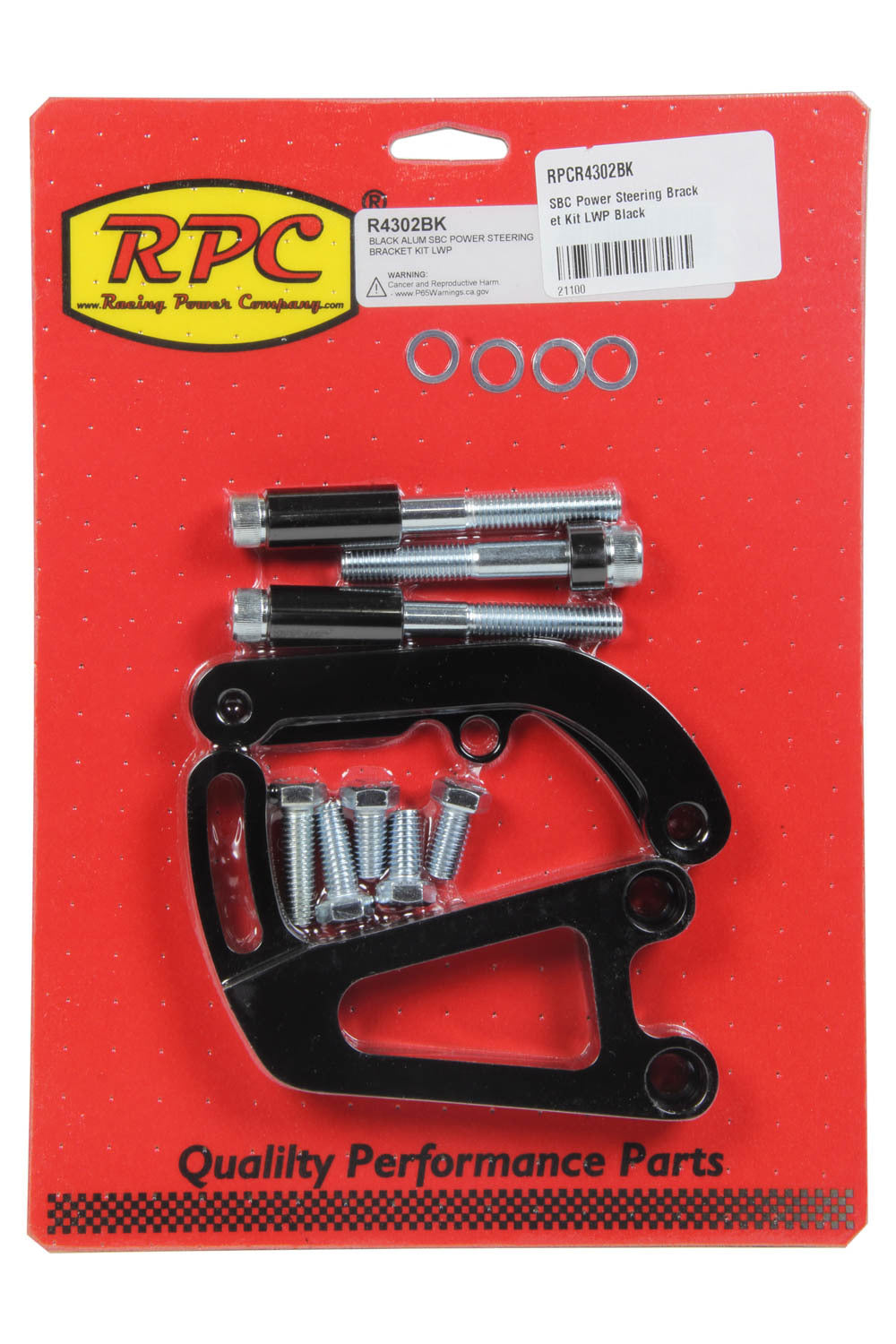 SBC Power Steering Brack et Kit LWP Black Reservoirs Pumps and Steering Box Brackets Racing Power Company