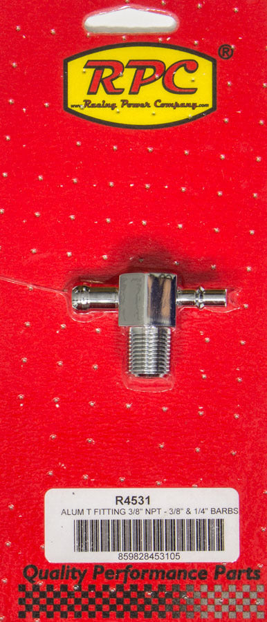T Fitting 1/2in Aluminum Chrome AN-NPT Fittings and Components Racing Power Company