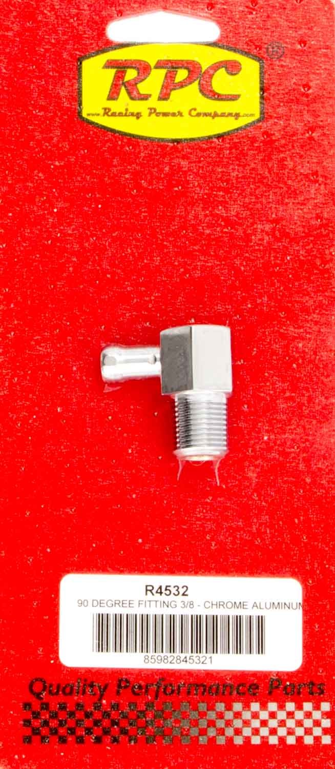 90 Degree Fitting 3/8in Aluminum Chrome AN-NPT Fittings and Components Racing Power Company