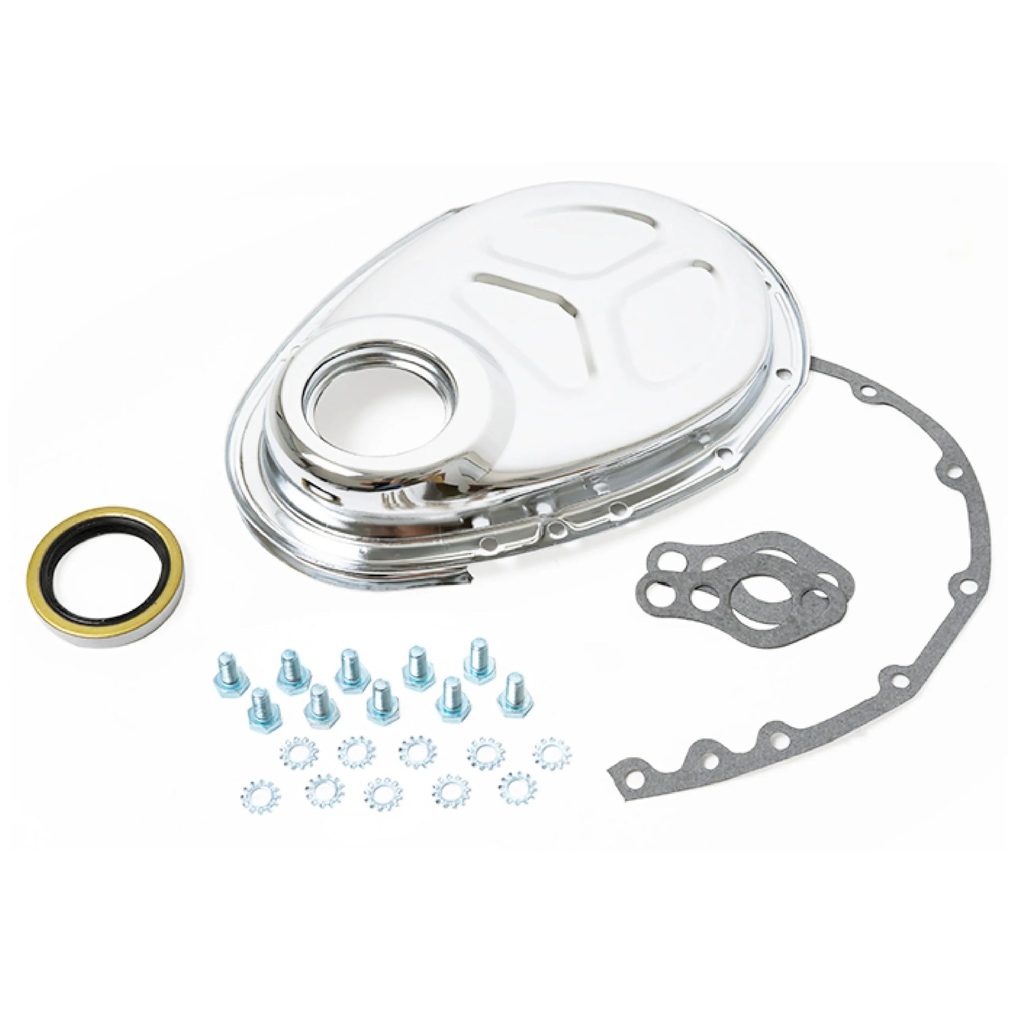 Chrome Chevy Timimg Cha in Cover Timing Covers Racing Power Company