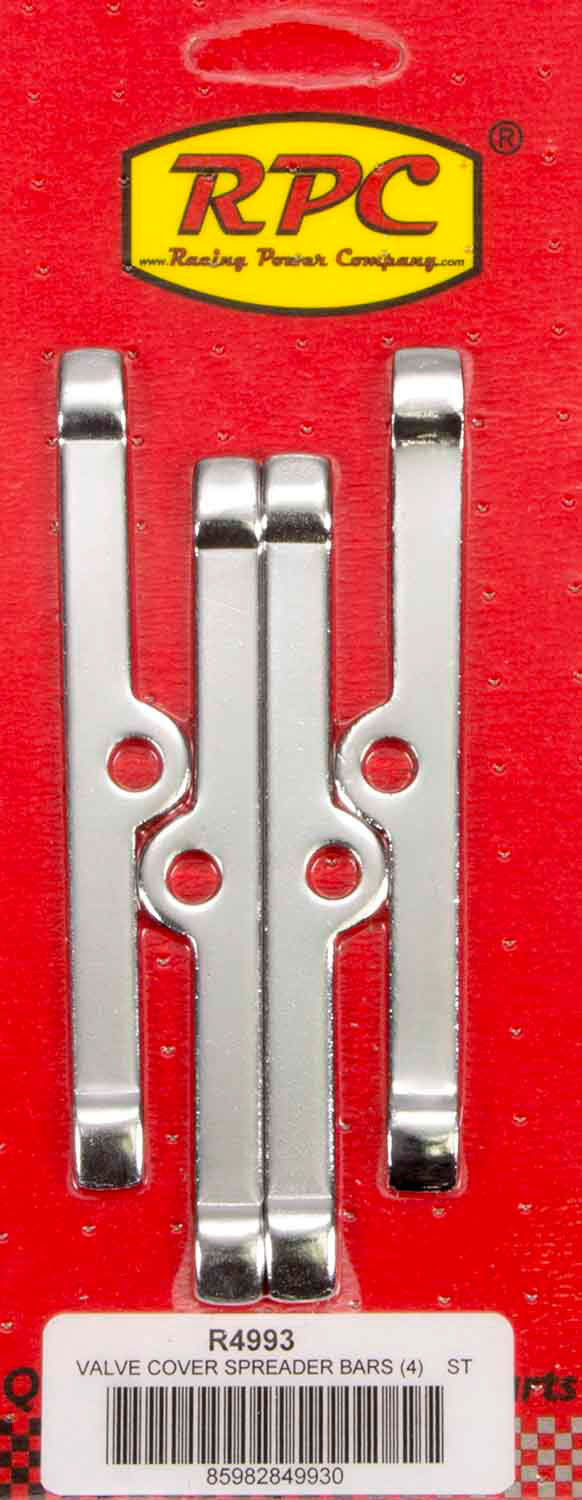 Chrome V/C Hold Down 4 3/4in Long 4pk Valve Cover Hold-Down Tabs Racing Power Company