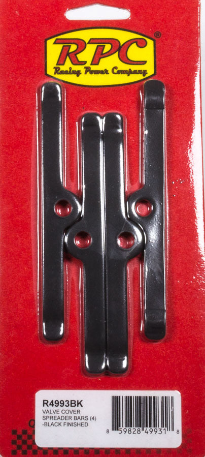 Black SBC Valve Cover Spreader Bars 4-3/4in Valve Cover Hold-Down Tabs Racing Power Company