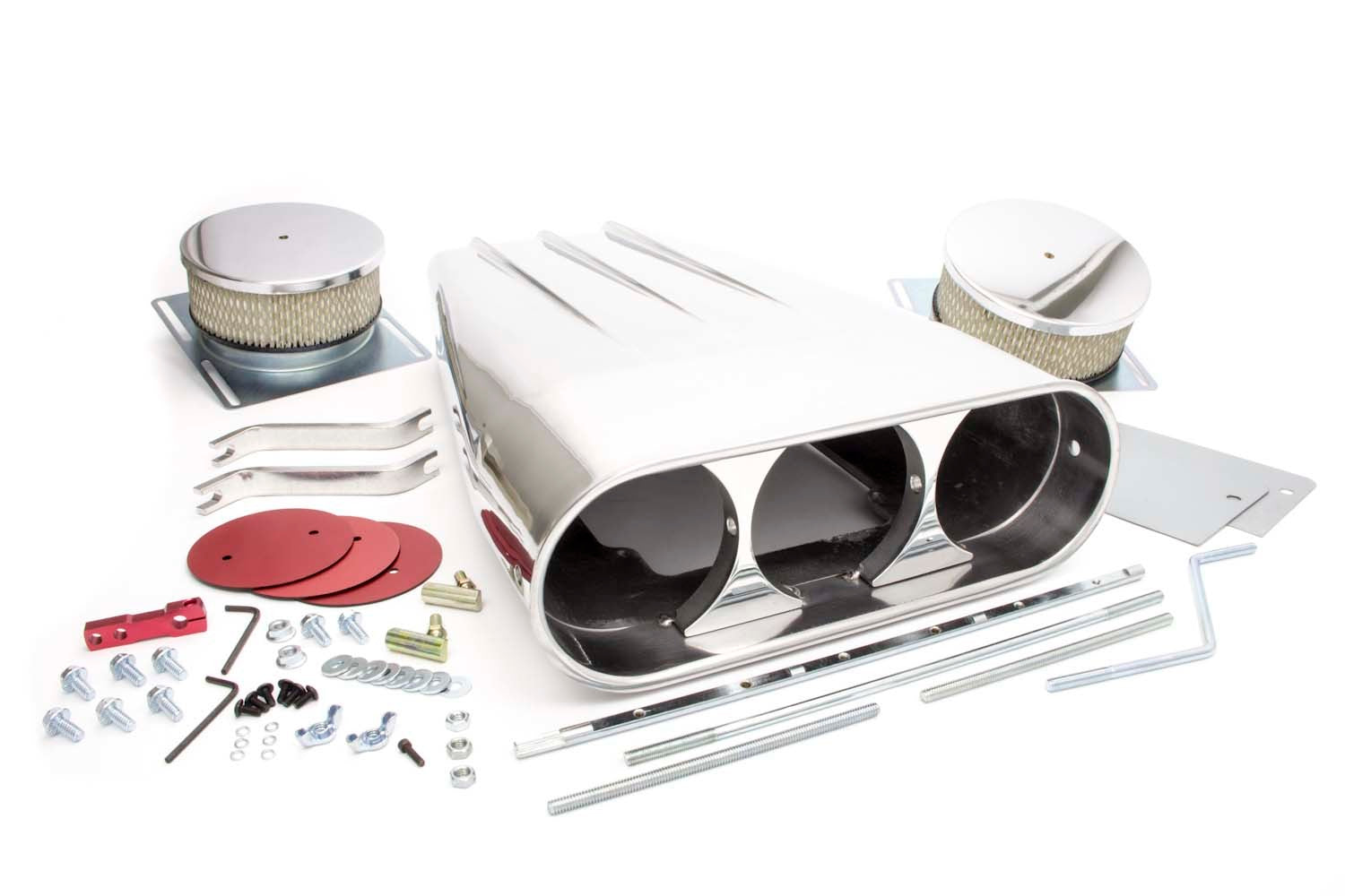 Streetscoop Polished Finned Dual 4 Barrel Air Cleaner Assemblies and Air Intake Kits Racing Power Company