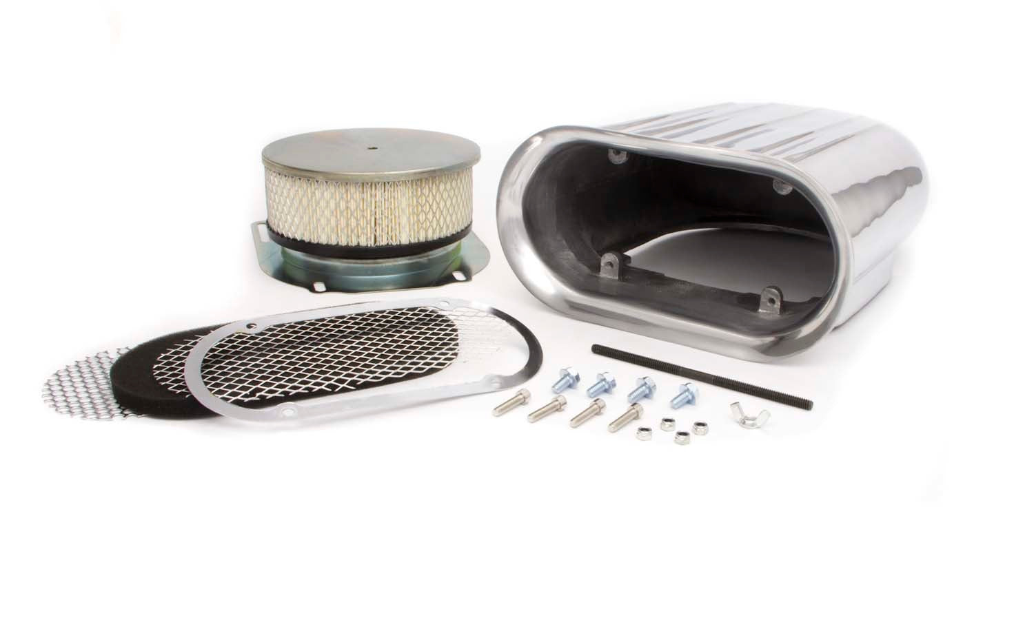 Finned Alum Scoop Polish w/Element Air Cleaner Assemblies and Air Intake Kits Racing Power Company