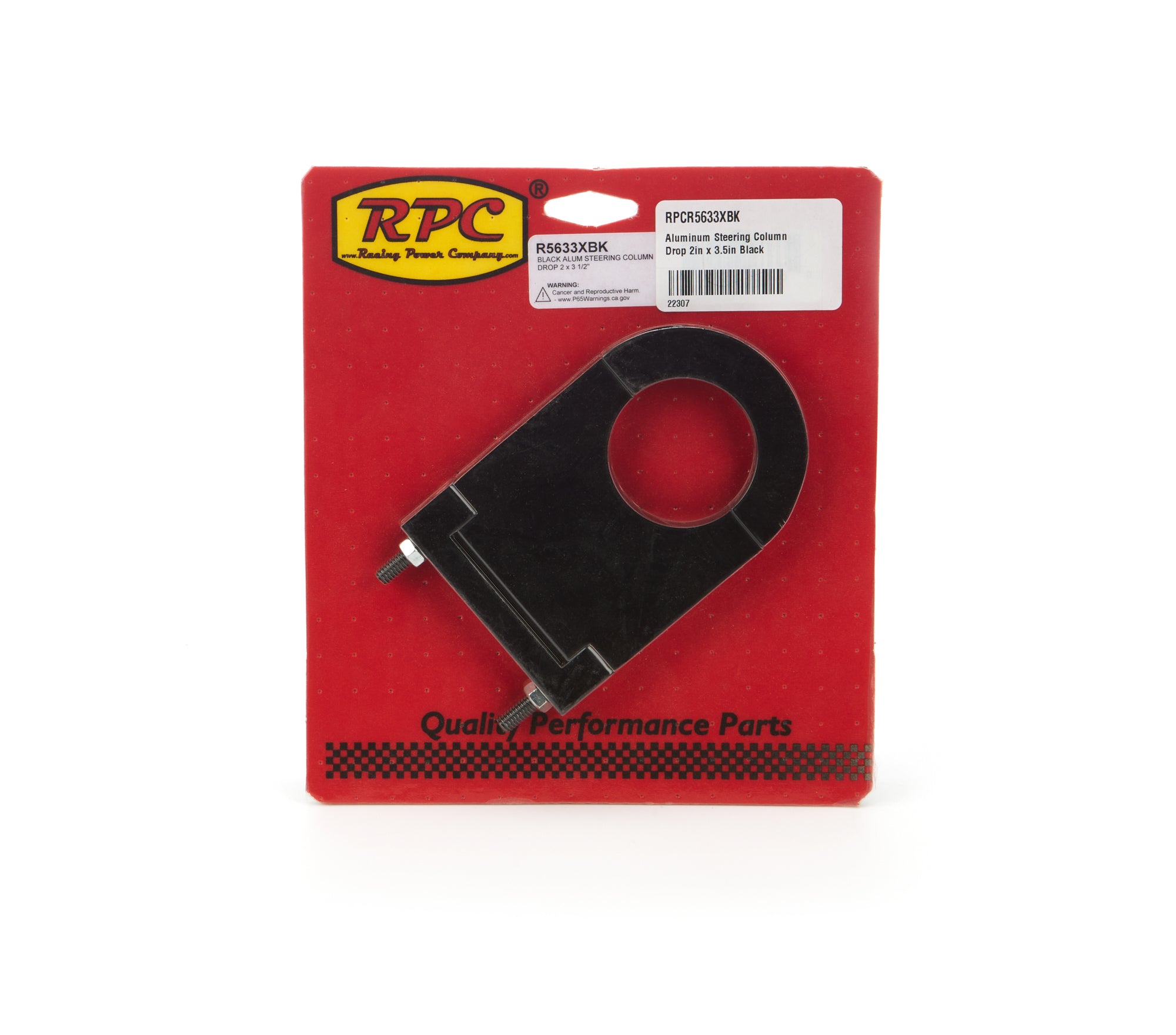 Aluminum Steering Column Drop 2in x 3.5in Black Steering Column Brackets Racing Power Company