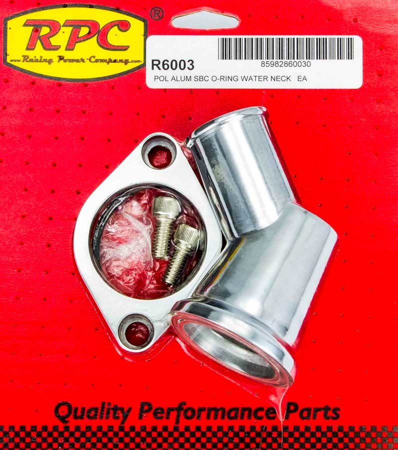 66-75 Chevy V8 Alum 45 Deg Water Neck Polished Water Necks - Thermostat Housings Racing Power Company