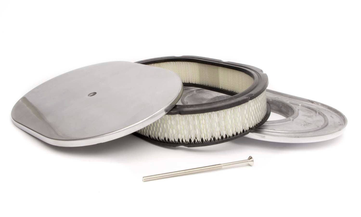 12x2 Alum Oval A/C Plain Polished Air Cleaner Assemblies and Air Intake Kits Racing Power Company