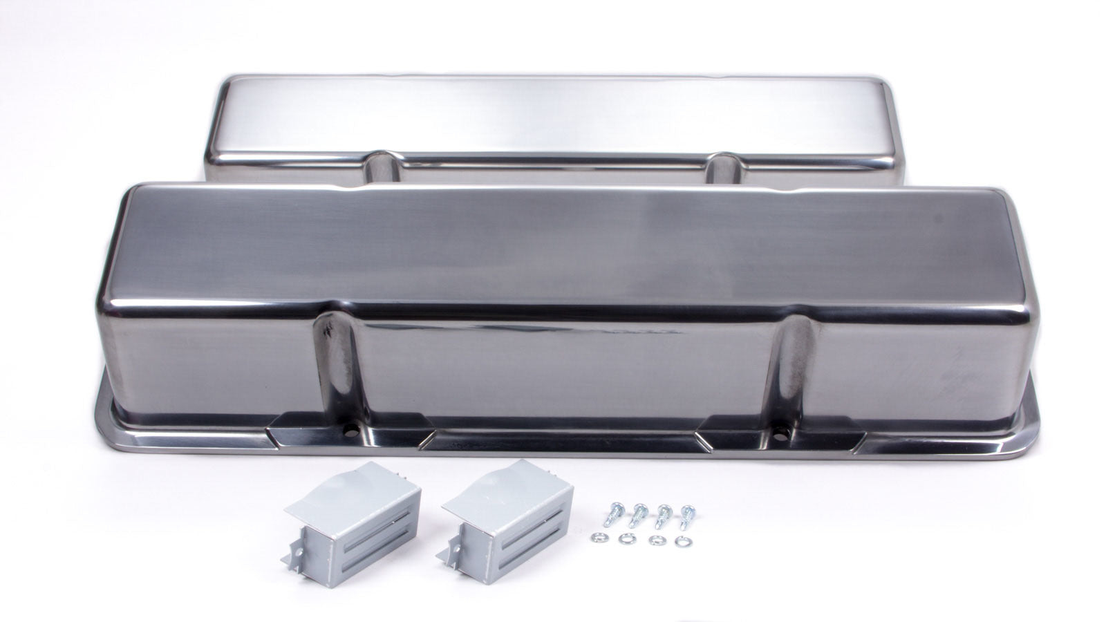 SBC Alum Tall V/C Plain Polished Valve Covers Racing Power Company