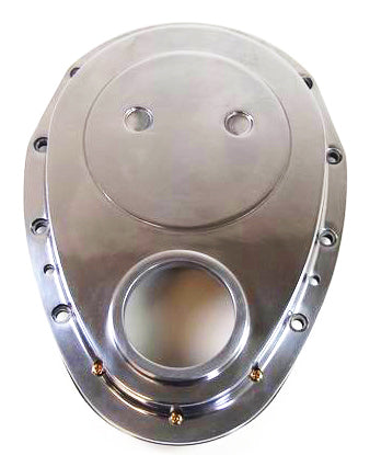 2-Pc Timing Chain Cover SB Chevy Polished Alum Timing Covers Racing Power Company
