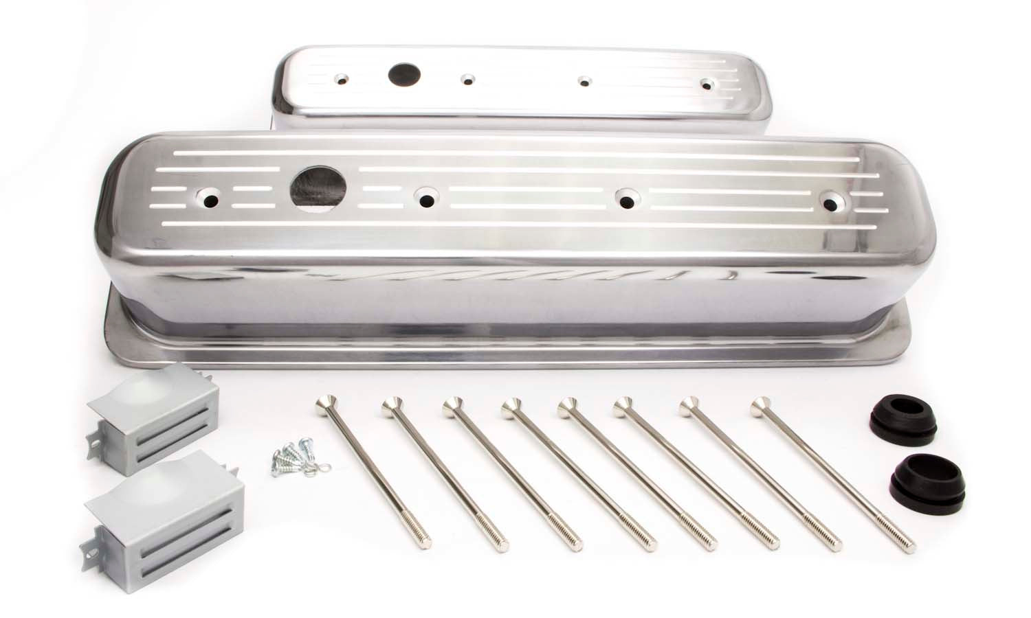 SBC Alum Tall Center Bolt V/C Ball Milled Pol Valve Covers Racing Power Company