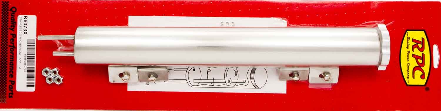 15in Polished Stainless Overflow Tank Overflow Tanks/Catch Cans and Components Racing Power Company