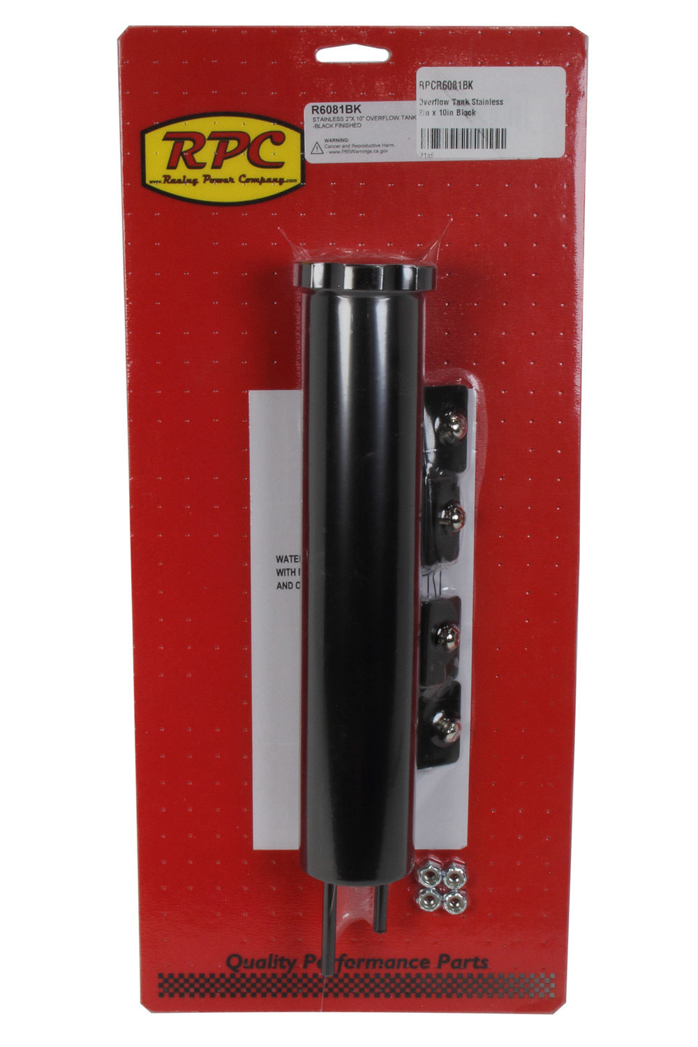 Overflow Tank Stainless 2in x 10in Black Overflow Tanks/Catch Cans and Components Racing Power Company