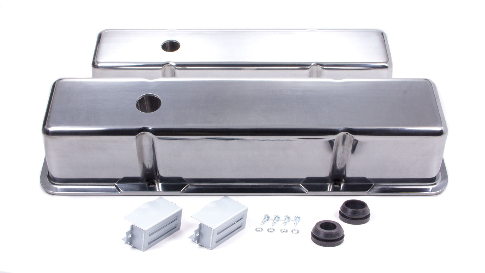 SBC Alum Tall V/C Plain Polished Valve Covers Racing Power Company