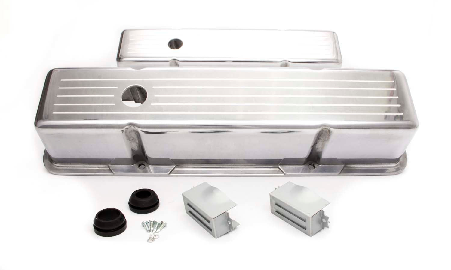 SBC Alum Tall V/C Ball Milled Polished Valve Covers Racing Power Company