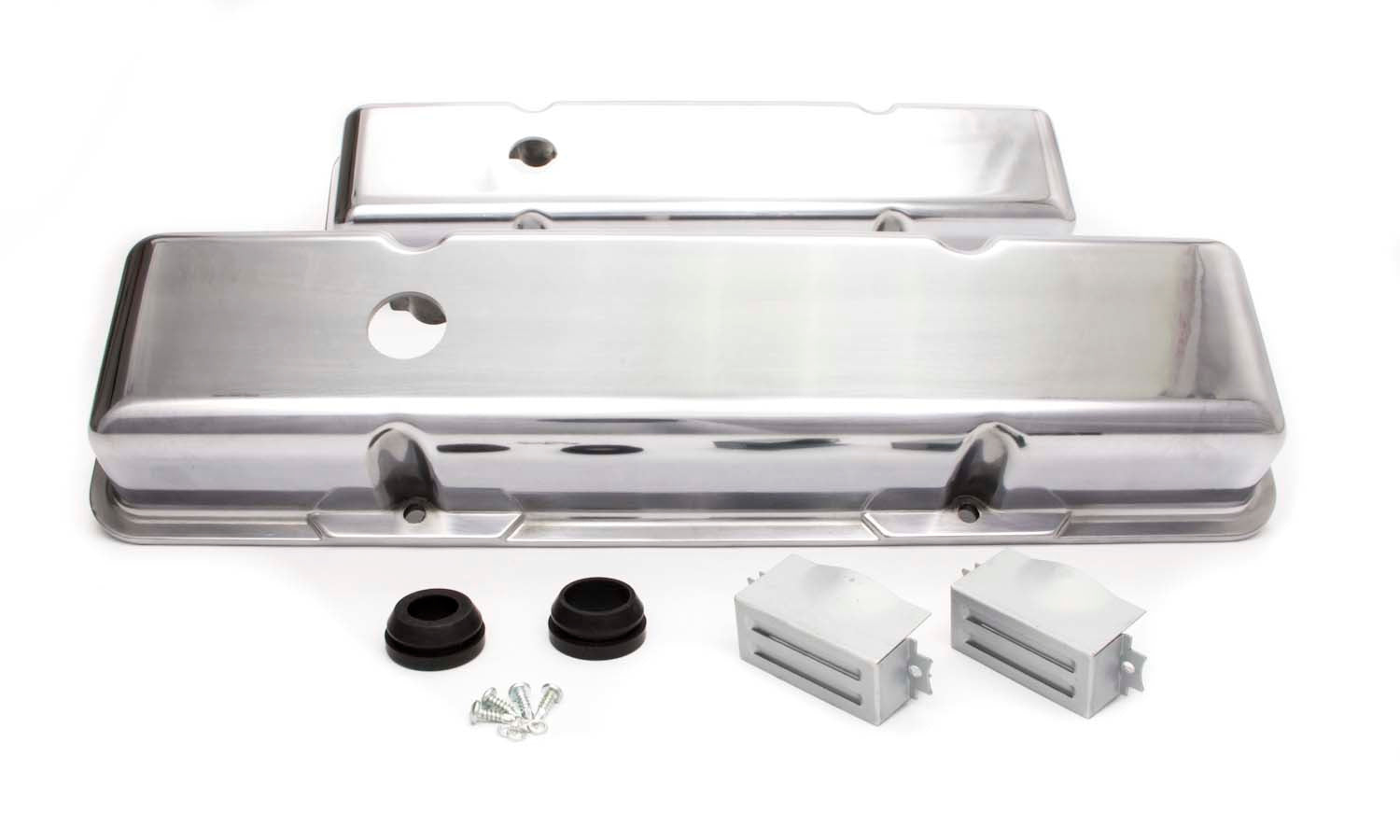 SBC Alum Short V/C Plain Polished Valve Covers Racing Power Company