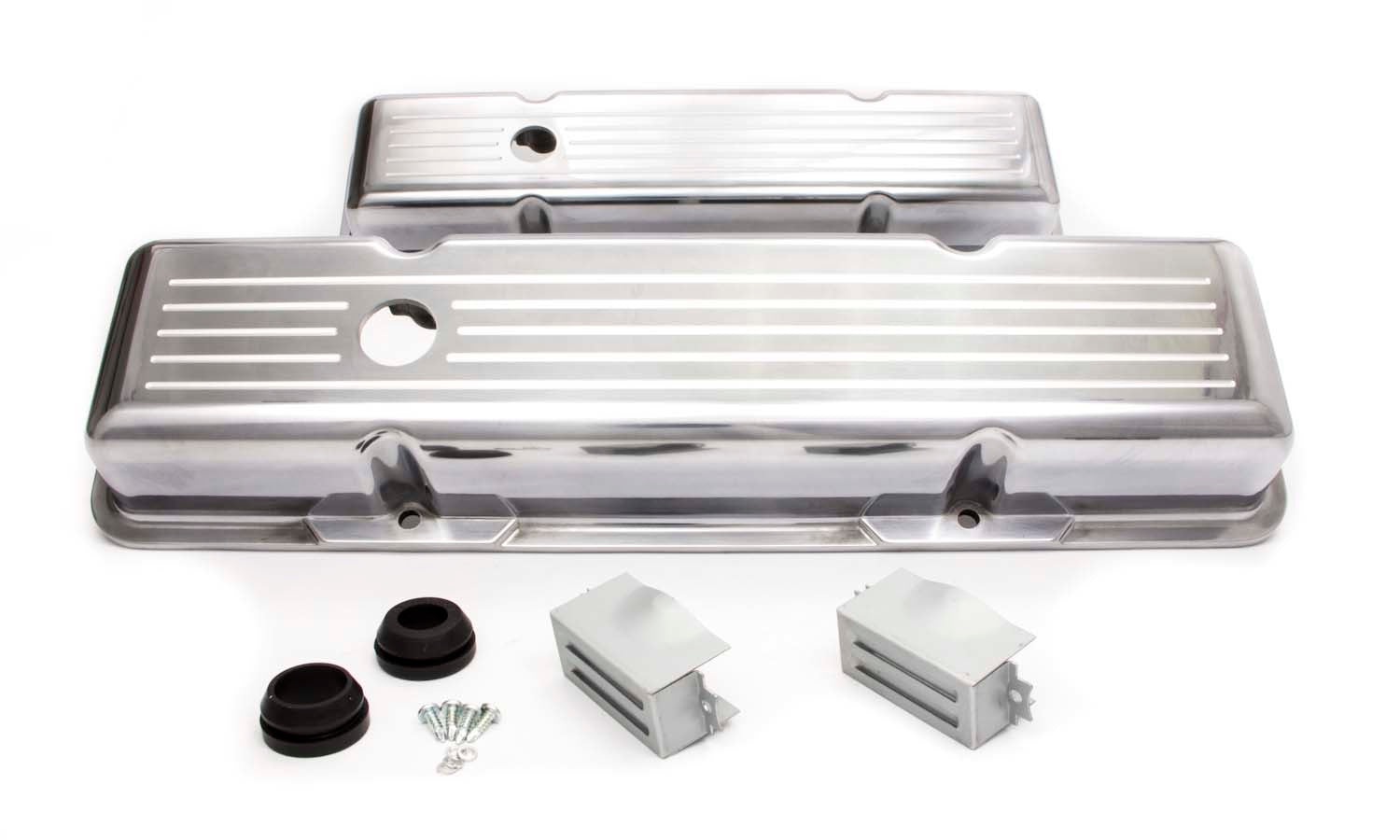 SBC Alum Short V/C Ball Milled Polished Valve Covers Racing Power Company