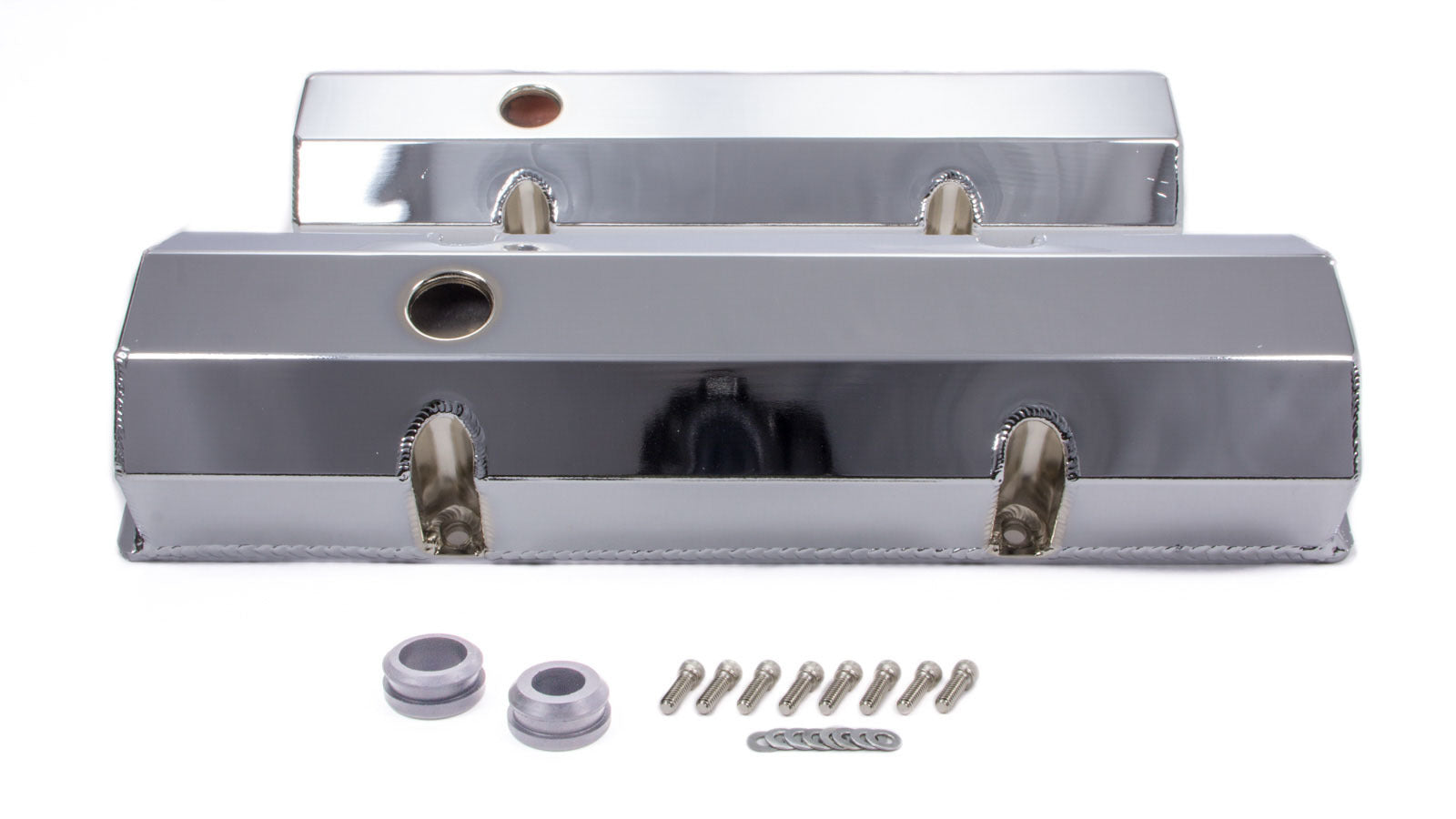 SBC Alum Fabricated Tall V/C Chrome Valve Covers Racing Power Company