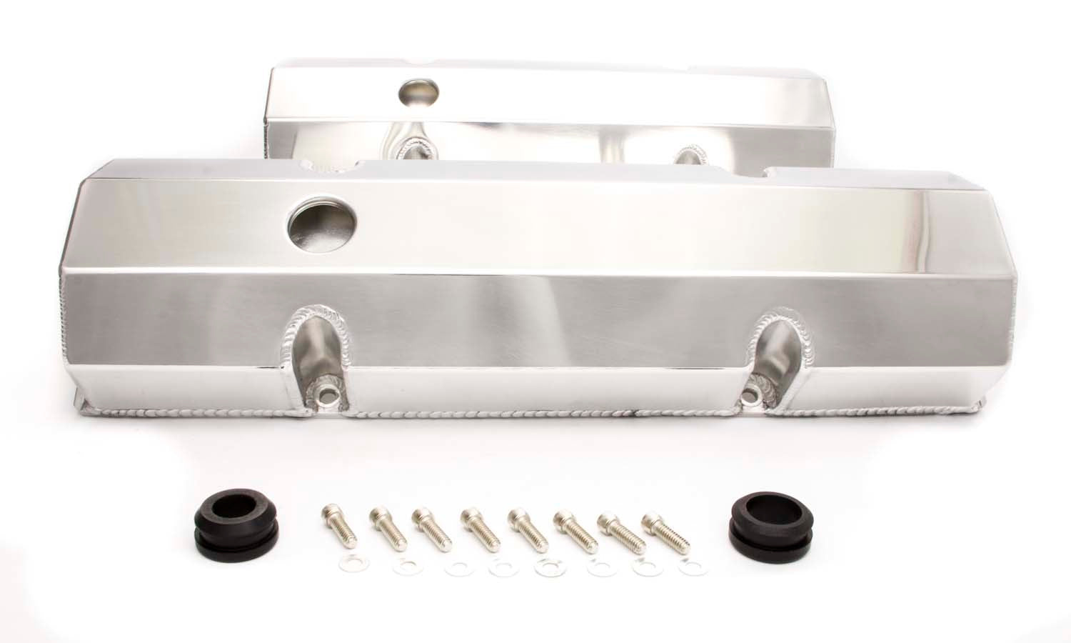 SBC Alum Fabricated Tall V/C Polished Valve Covers Racing Power Company