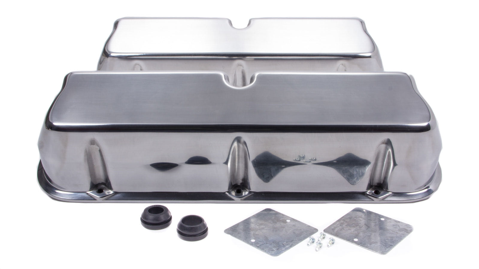 SBF Alum Tall V/C Plain Polished Valve Covers Racing Power Company