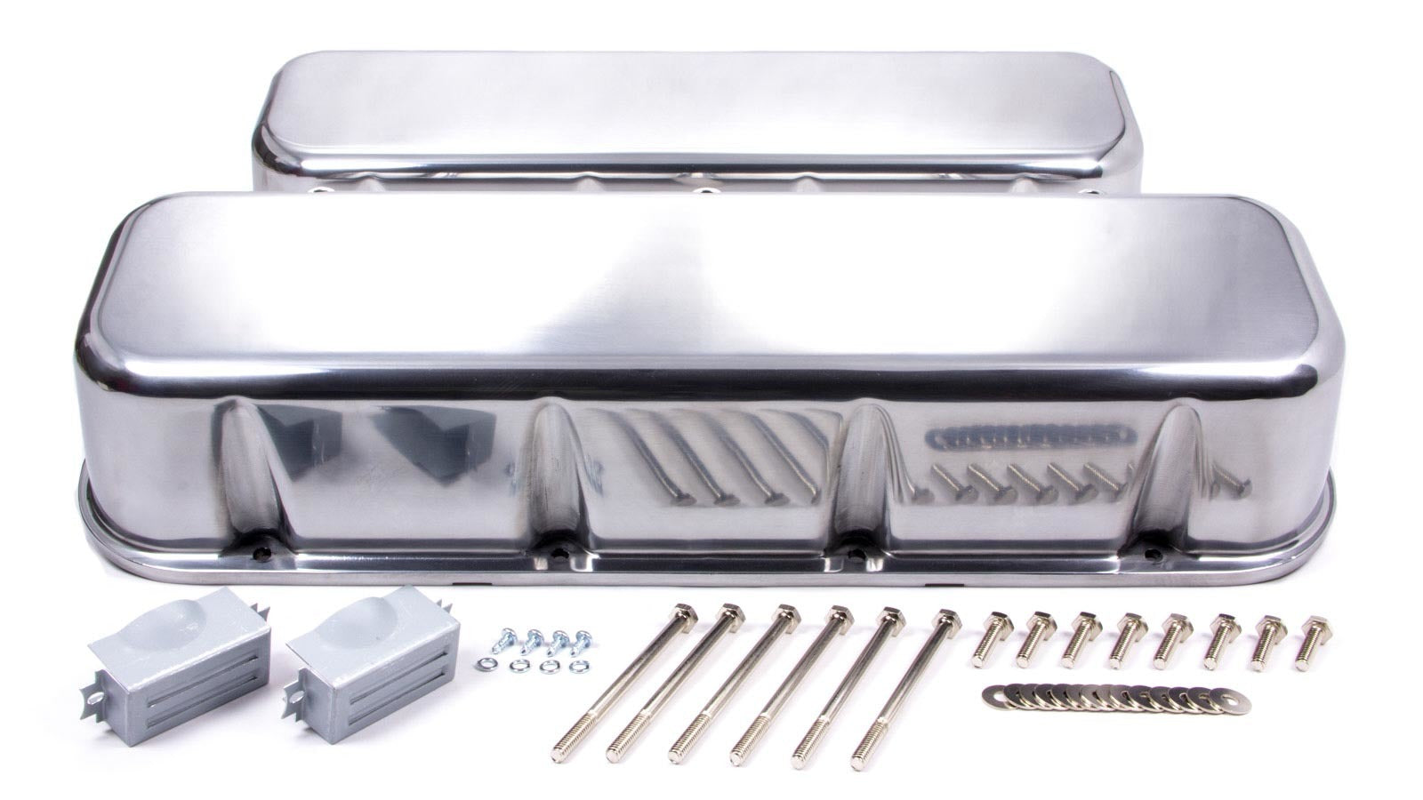BBC Alum Tall V/C Plain Polished Valve Covers Racing Power Company