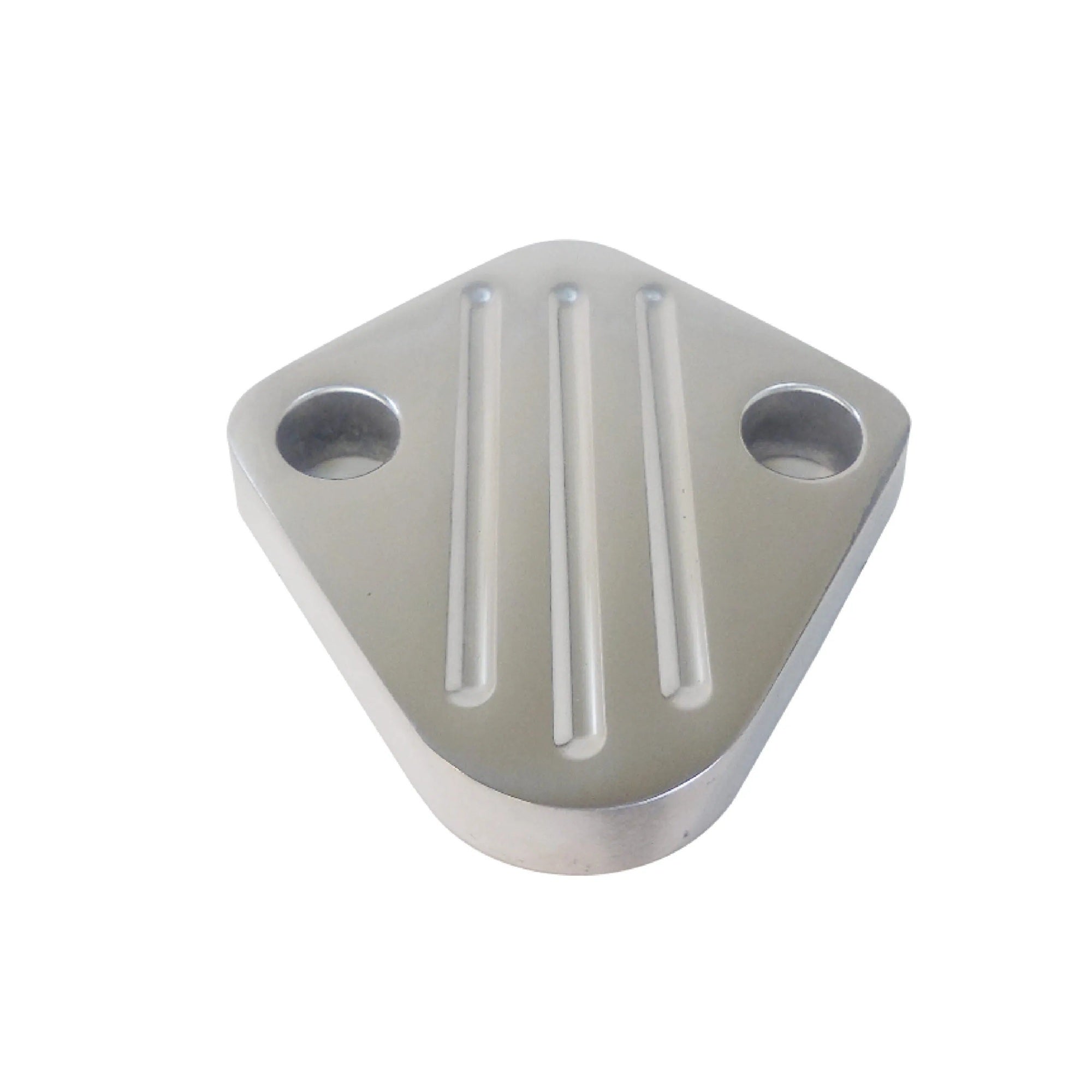 Polished Alum BB Chevy Block Off Plate Fuel Pump Block-Off Plates Racing Power Company